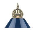 Golden Lighting Orwell PW 1 Light Wall Sconce, Gold - Navy Blue Shade 3306-1W AB-NVY